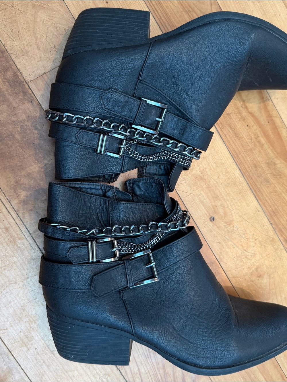 Women’s Ankle Boots Moto Chains Biker Goth Punk